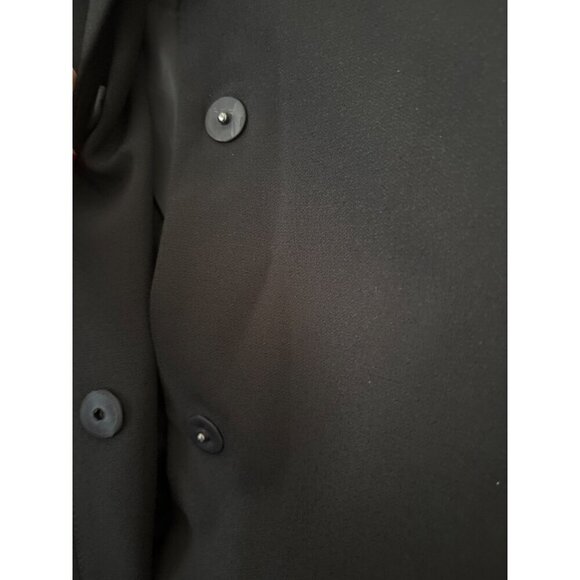 RALPH LAUREN L Black Coat with Snap Buttons Collarless‎ Oversize Look - Picture 4 of 5